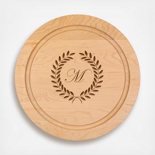 Round Wreathed Monogram Maple Cutting Board