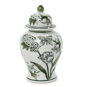 Primrose + Lotus Porcelain Chinoiserie Ginger Jar w/Lid | 7.5in by Two's Co