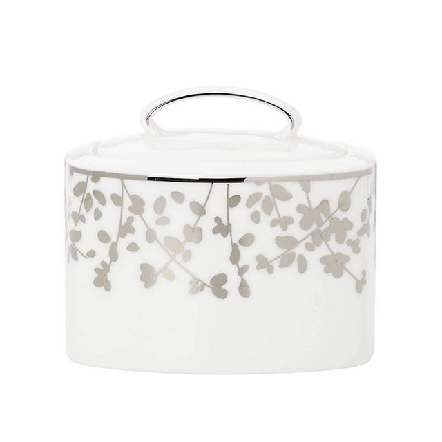 KATE SPADE Gardner Street Platinum Sugar Bowl with Lid, 1.05 LB, Metallic
