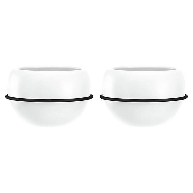 Amazon Basics Wall Planter, Round - White/Black (2-Pack)