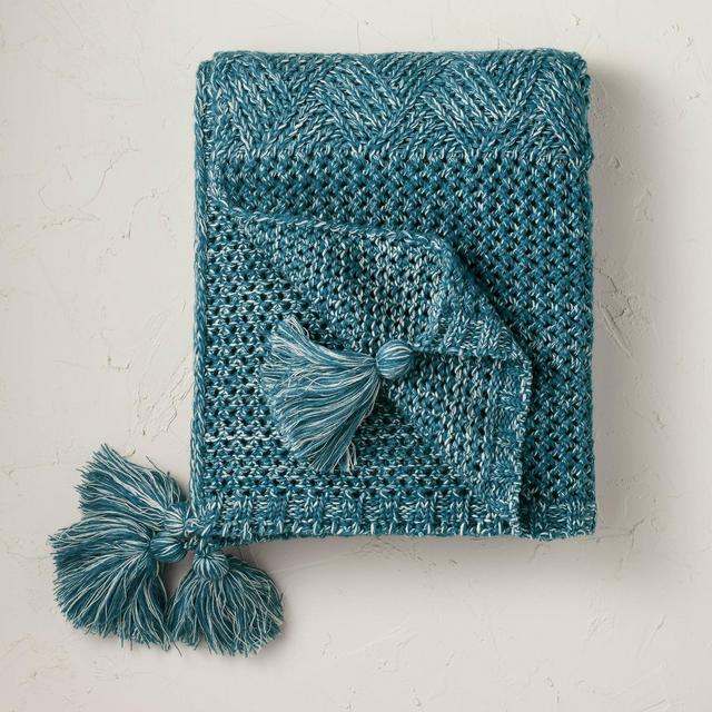 Heathered Knit Throw Blanket Teal -Opalhouse™ designed with Jungalow™