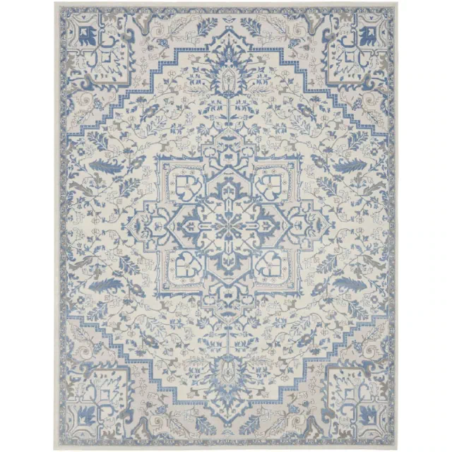 Nourison Elation Bohemian Medallion Indoor Rug Ivory Blue 9' x 12'