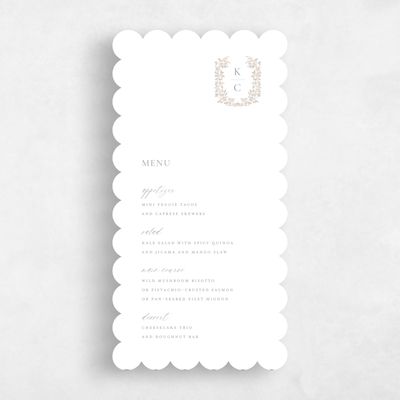White Scalloped Wedding Menu - Mirra