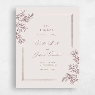 Acorn, Brown Wedding Save the Date - Vinehall Portrait