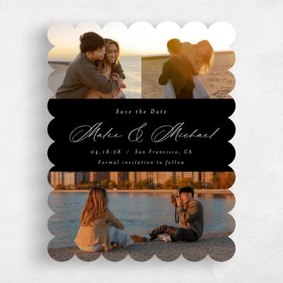 Black Scalloped Wedding Save the Date - Portsmouth Multiphoto
