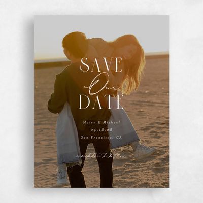 White Typography Wedding Save the Date - Portsmouth Photo