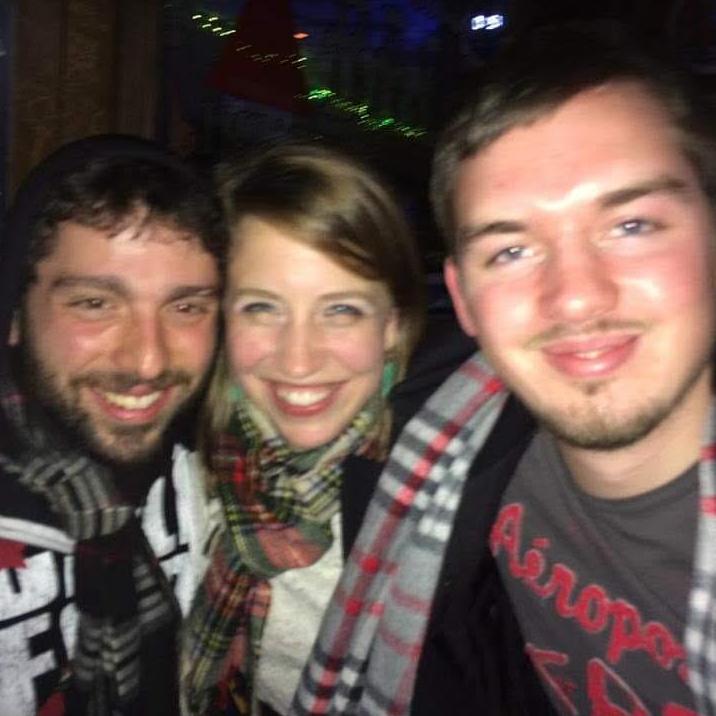 The first photo ever taken of us (and Mike) at Sligo's Pub in Davis Square. Plaid scarves were having a moment.