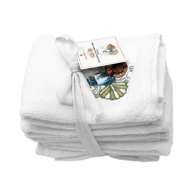 Mod Lifestyles Seashells Embroidery Terry Towel, 12" x 12", Set of 6