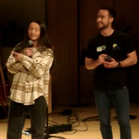 This was the night we met! We met right before we both walked on stage to give announcements together at our young adult ministry!