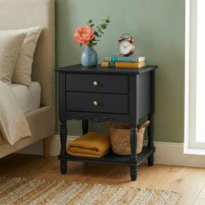 Elegant Nightstand With 2-Drawer & 1-Shelf - Black