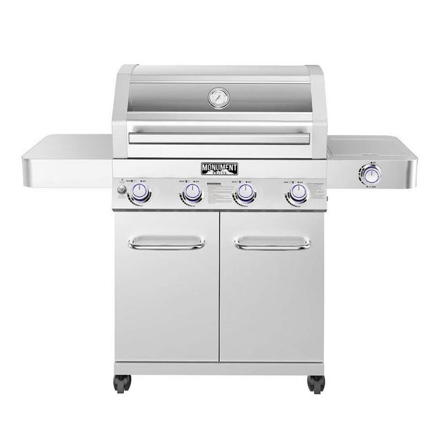 Monument Grills 41847NG 4-Burner Natural Gas Grill,Stainless Steel, LED Controls,Side Burner