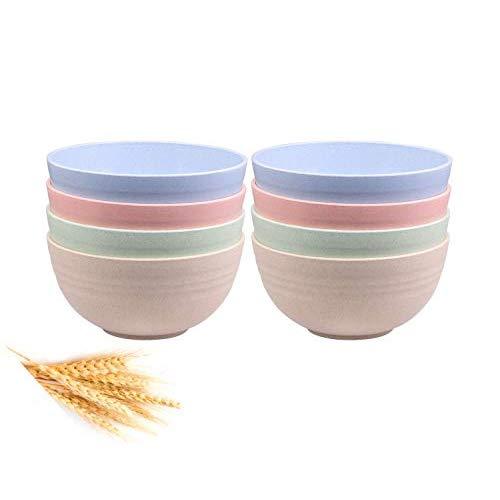 Unbreakable Cereal Bowls - 24 OZ Wheat Straw Fiber Lightweight Bowl Sets 8 - Dishwasher & Microwave Safe - for,Rice,Soup Bowls