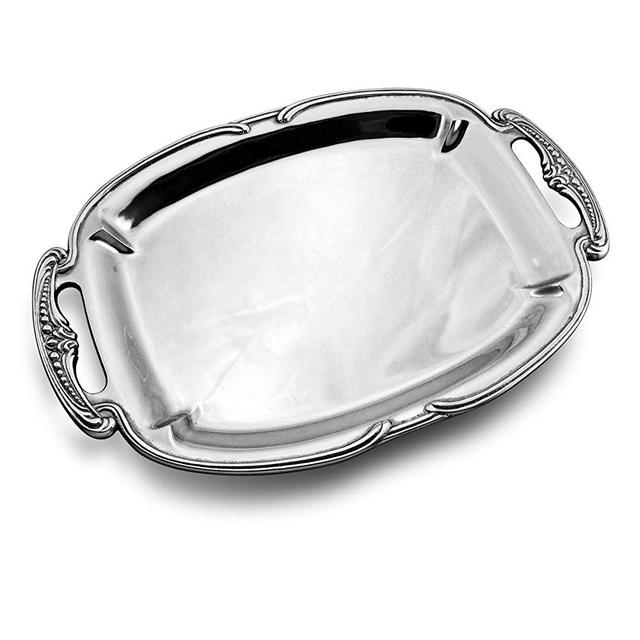 Wilton Armetale Belle Mont Rectangular Handled Serving Tray, 18-Inch-by-12-Inch, Silver -