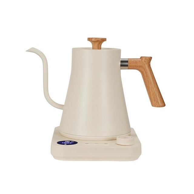 Gooseneck Electric Kettle,Electric Kettles, ±1℉ Temperature Control, Ultra-Quiet 304 Stainless Steel, for Coffee, Tea & Milk, Auto Boil Detection, 8 Safety Protections & Memory Function(white, 0.9L)