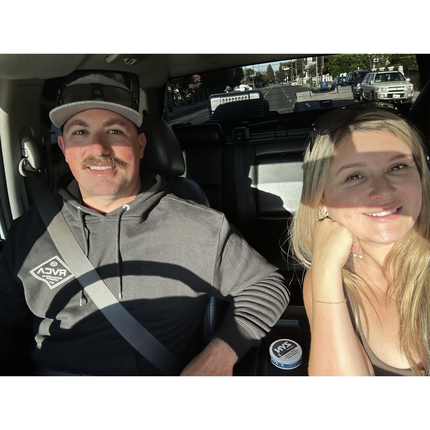 We spend about 85% of our time in a car hahaha