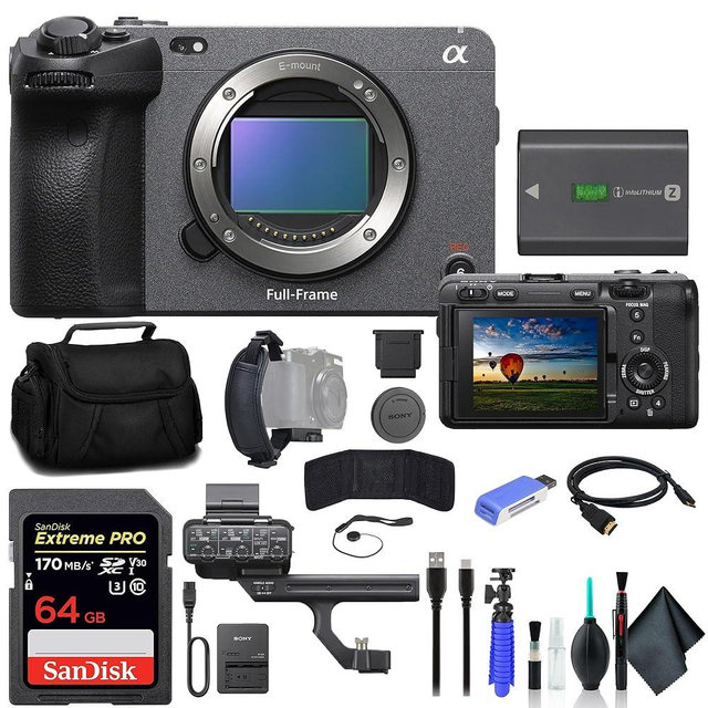 Sony FX3 Full-Frame Cinema Camera ILME-FX3, 64GB Memory Card, Bag, Card Reader, Flex Tripod, Hand Strap, Memory Card Wallet, Cap Keeper, Cleaning Kit