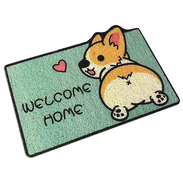 Door Mat, Durable Doormat Outdoor, Stylish Cartoon Design, Non-Slip, Soft and Elastic, Welcome Mat Outdoor is Suitable for Outdoor Doors, Entrances, Indoors ( 19.7"x31.5", Love Corgi)