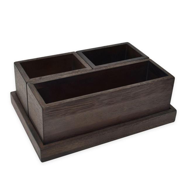 Flare Acacia Vanity Storage Set in Weathered Grey
