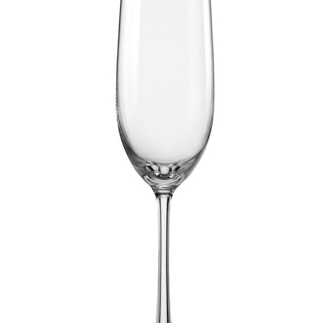 Red Vanilla Viola Fluted Champagne Glass (Set of 6), 6.5 oz, Clear