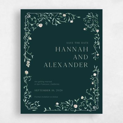 Dark Emerald, Green Wedding Save the Date - Mirto Portrait