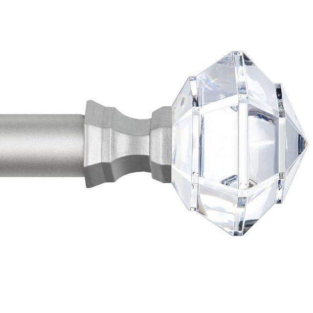 TONIAL Curtain Rods 32 to 86 Inch(2.6-7.2ft), Telescoping Splicing 3/4 Single Rods for Windows 54 to 82 Inch(4.5-6.8ft) Decorative Drapery Rod with Acrylic Diamond Finial, Nickel
