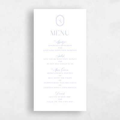 Blue Wedding Menu - Korina