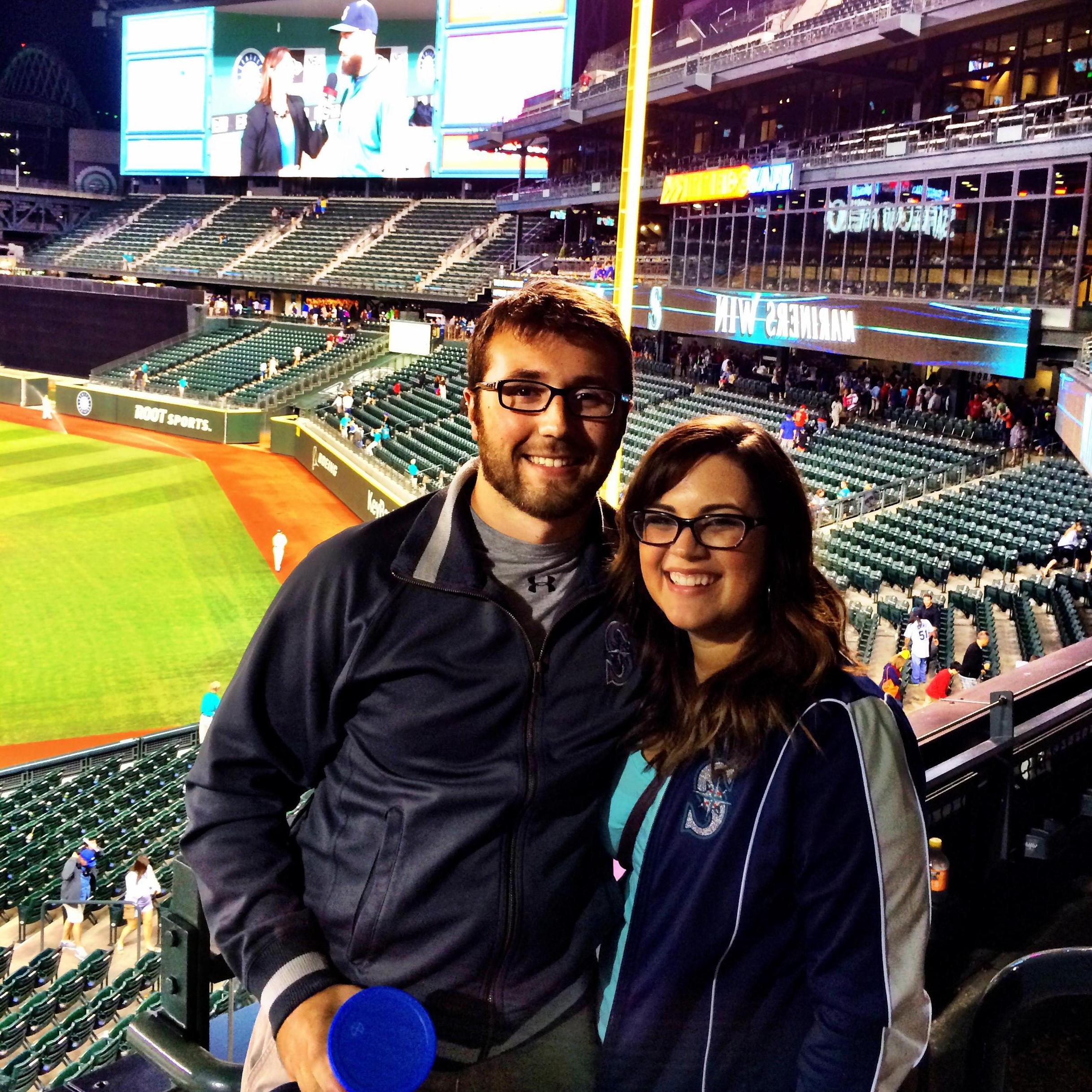 This is a photo from a cute surprise date night Branden planned to a Seattle Mariners game 2014.