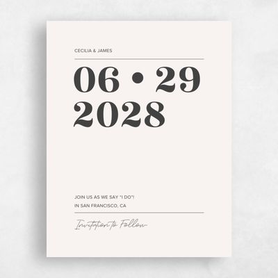 Light Oatmeal, Beige Wedding Save the Date - Valier Type