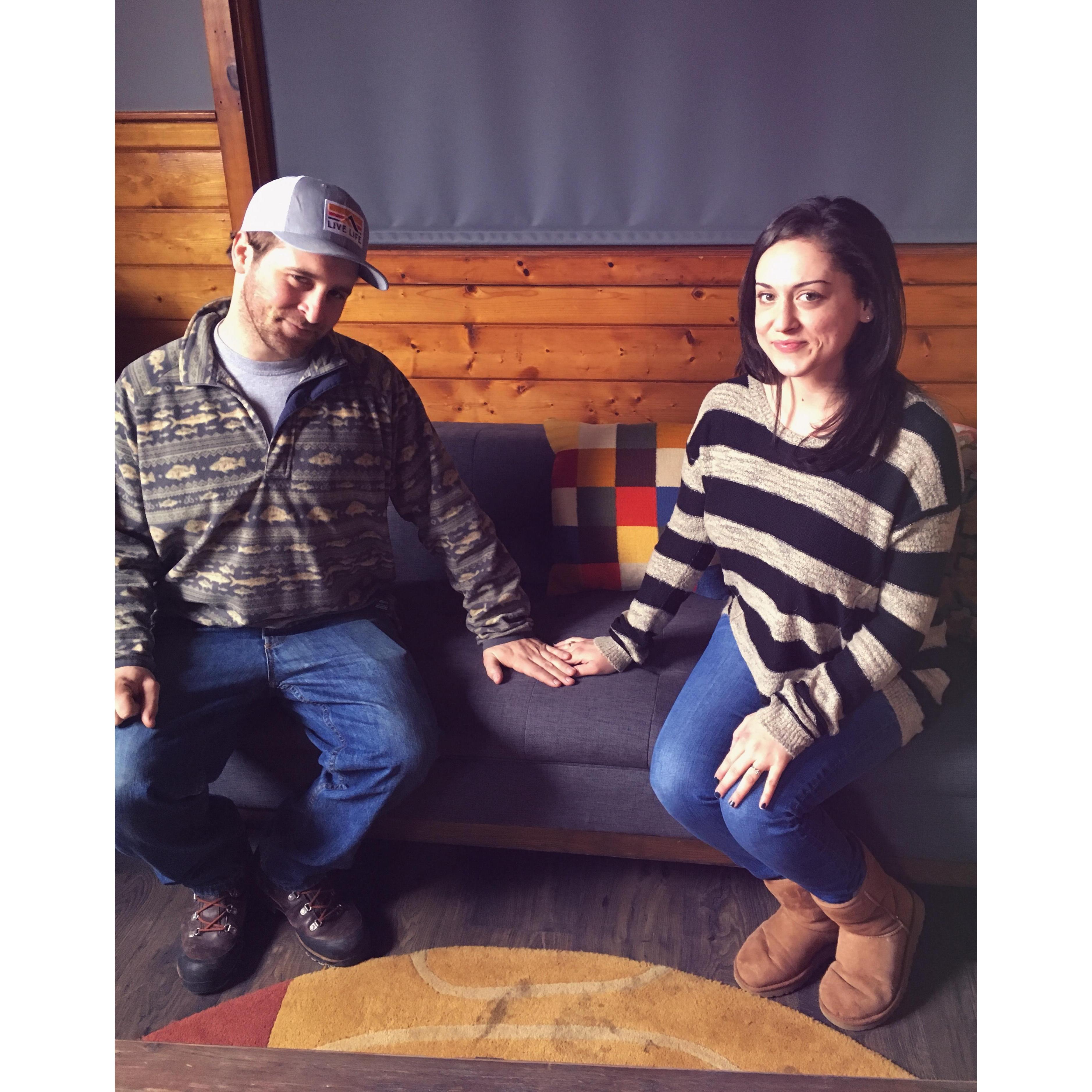 R + A pose here, in the #courniest pic ever from last winter -- it seems staged, because it is! R's Maid of Honor snapped the shot at a potential wedding venue (which didn't make the cut).
