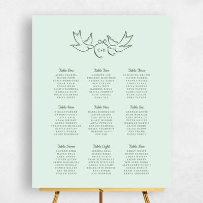 Mint, Green Wedding Sign - Camarine Seating Chart