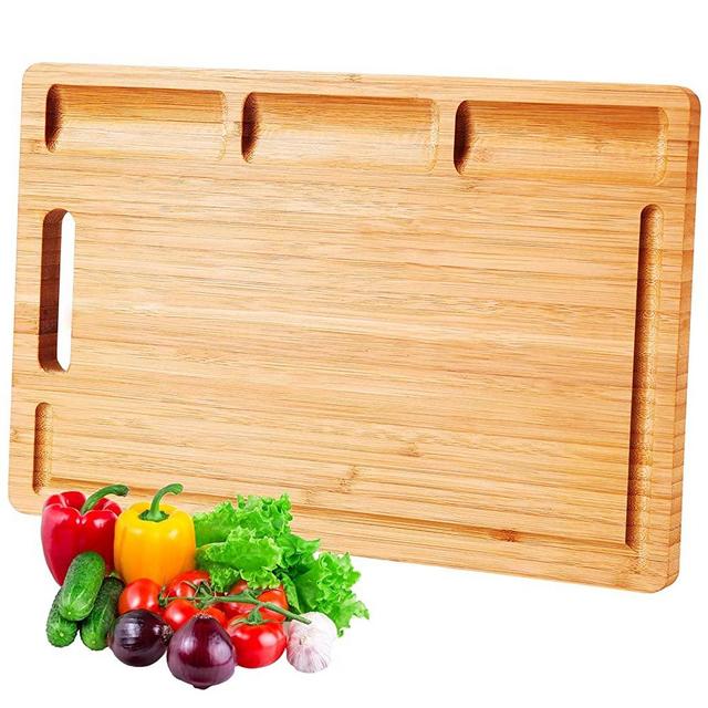 InnoStrive Cutting Board 100% Organic Bamboo Cutting Board For Kitchen Durable Chopping Board For Meats Bread Fruits With Deep Juice Croove (15 x 10 x 0.75 inches)
