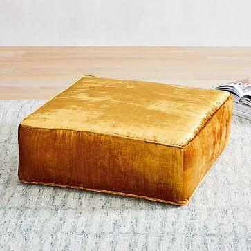Lush Velvet Pouf, 24"x24"x8"