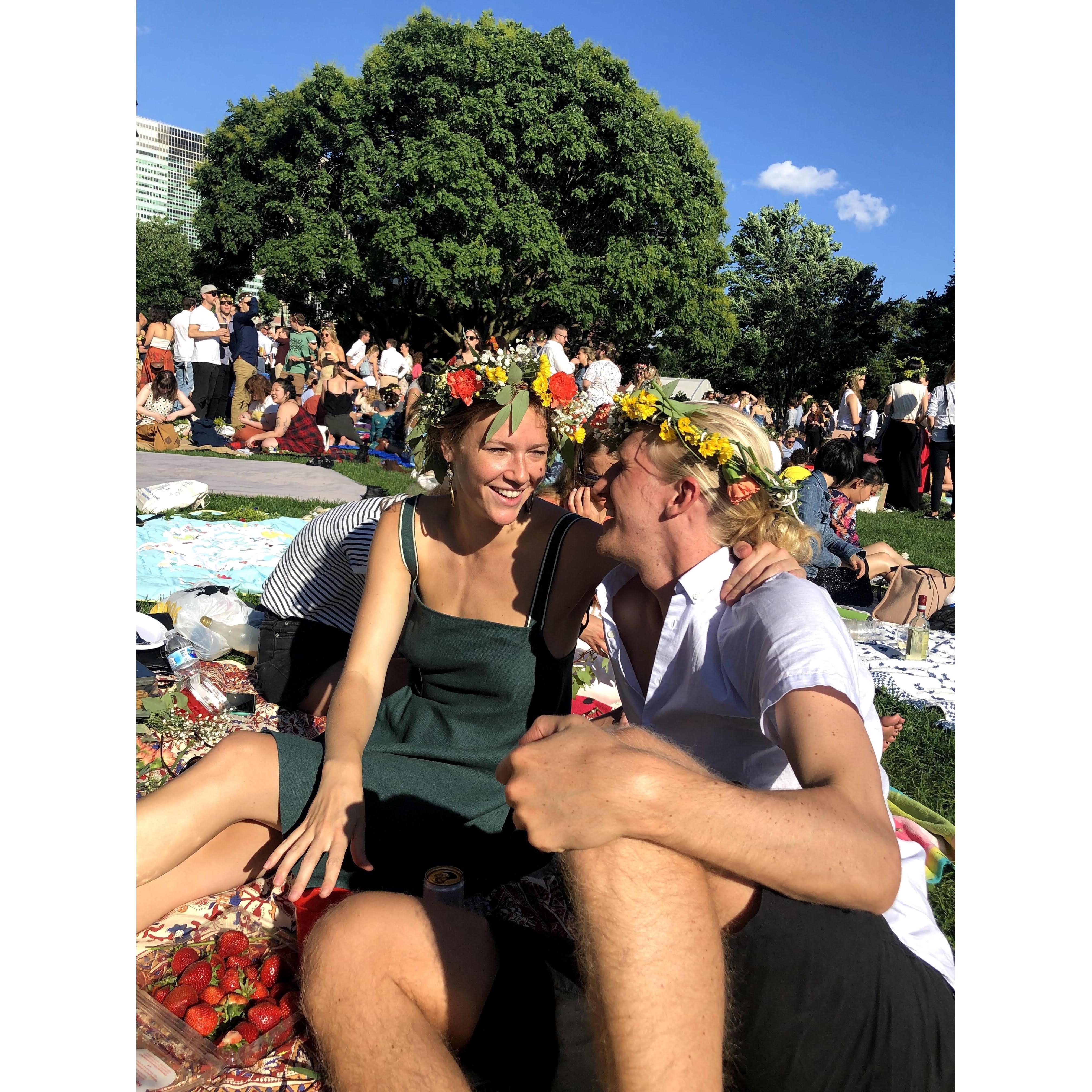Rebecca's first time celebrating Midsommar. This was in Battery Park, NYC.