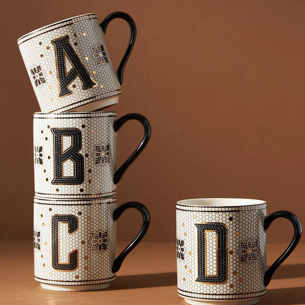 The Bistro Tile Stoneware Mug: Monogram Edition