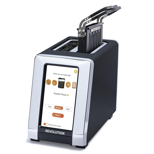 Revolution R180B Connect 2-Slice Toaster & Toastie Press Bundle – Features Patented InstaGLO 2.0 Technology & Toastie Press Mode – Toast Bread, Bagels, Waffles, Muffins, Tortillas – Matte Black
