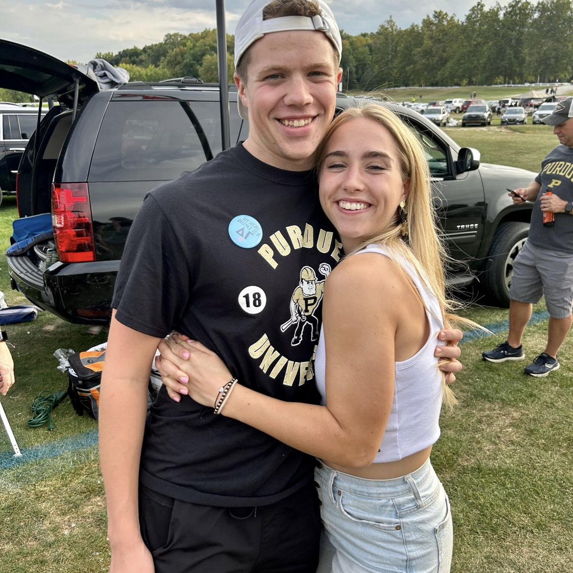 Purdue Football game freshman year! His heart belongs to a DG!