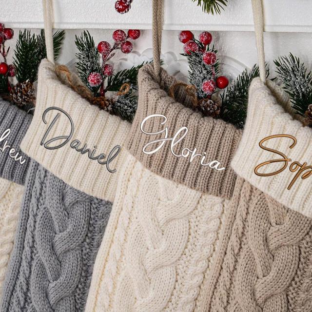Personalized Christmas Stockings,Embroidered Christmas Stocking,2024 Family Xmas Stockings with Name,Holiday Stockings,Monogram Stockings
