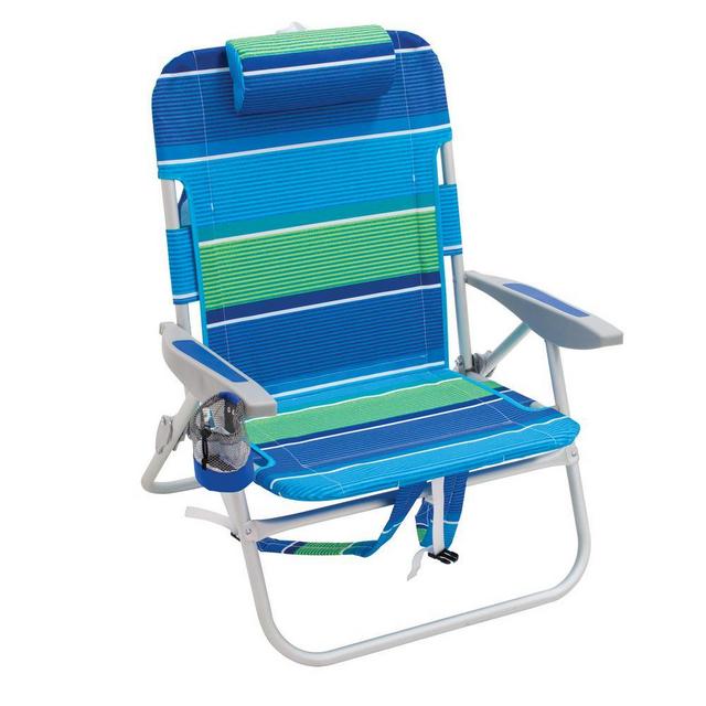 Big Guy Aluminum Backpack Beach Chair with Pillow, Cupholder and Storage