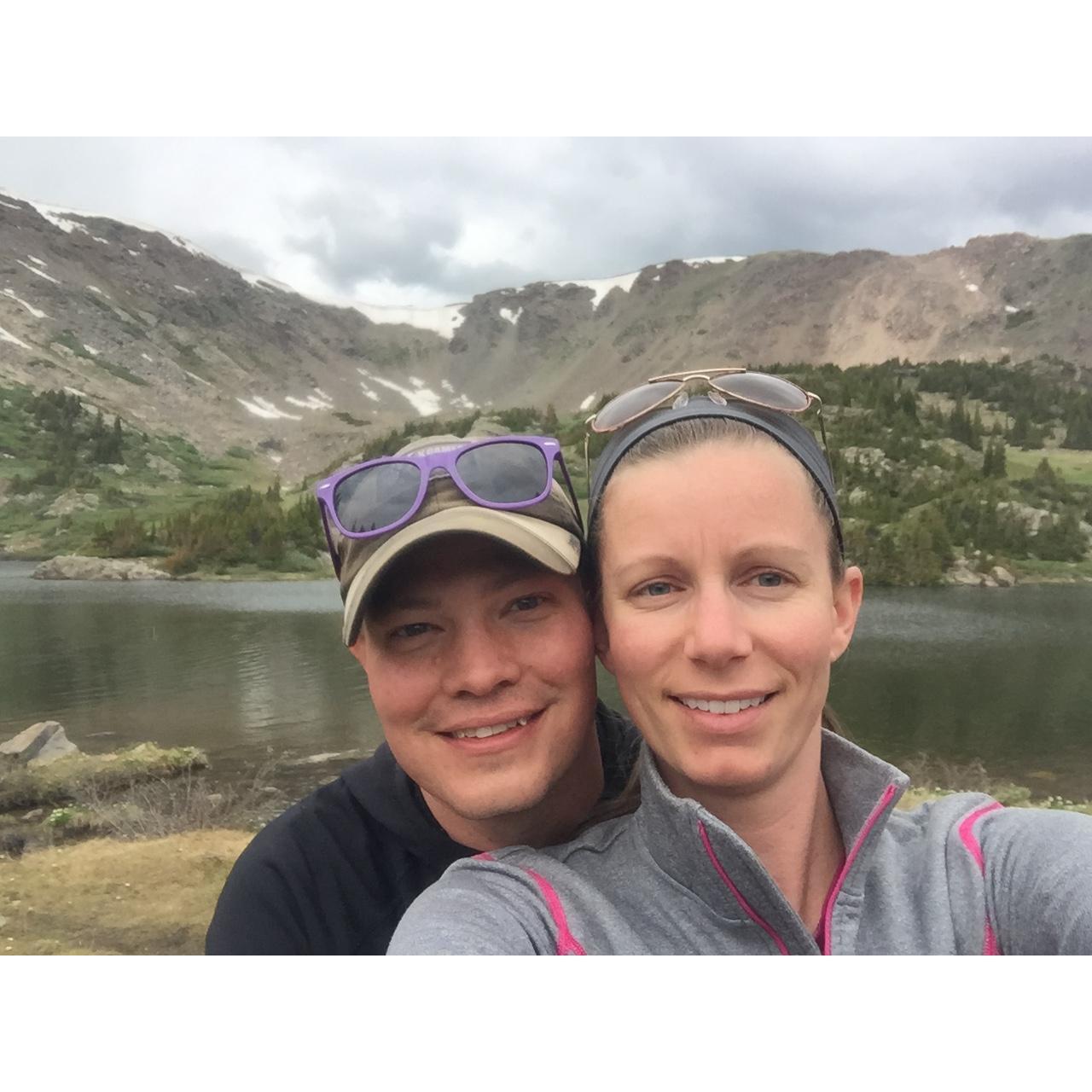 Our first trip to Slide lake; Jeremy proposed at this lake several months later.
