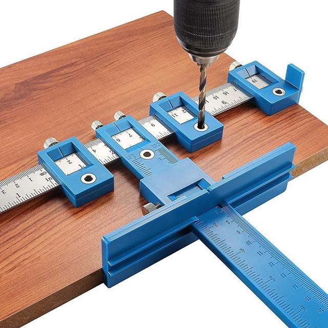 SoB Cabinet Hardware Jig Tool - Adjustable Punch Locator Drill Template Guide, Wood Drilling Dowelling Guide for Installation of Handles Knobs on Doors and Drawer - Cabinet Jig Tool