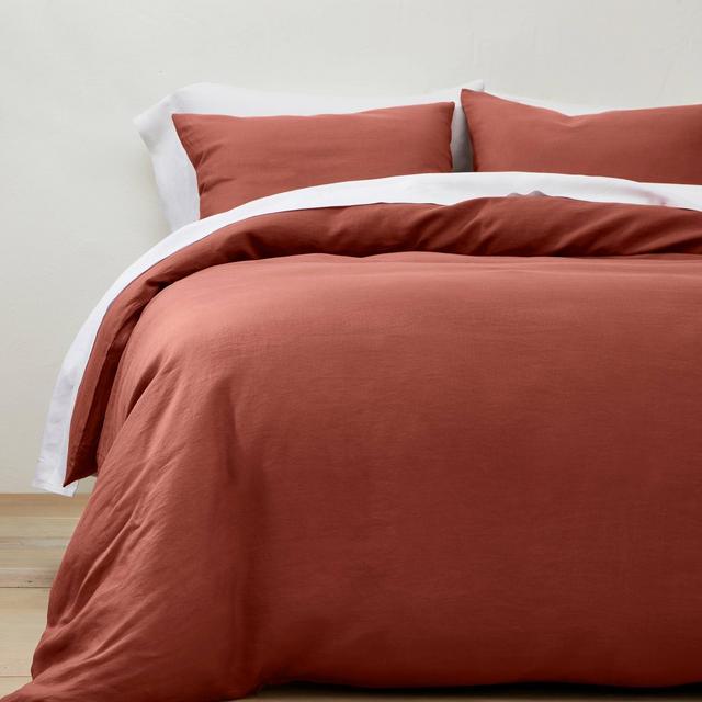 Full/Queen Linen Duvet & Sham Set Dark Clay - Casaluna™