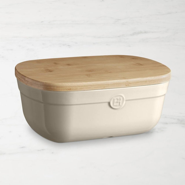 Emile Henry French Ceramic Bread Box, Clay