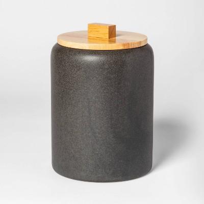 125oz Stoneware Tilley Food Storage Canister with Wood Lid Black - Project 62™