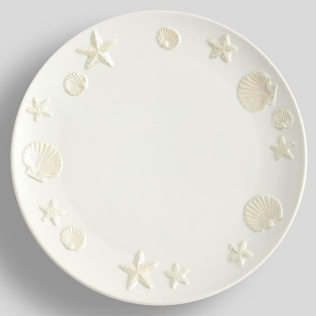 Coastal Embossed Stoneware Dinner Plates - Set of 4
