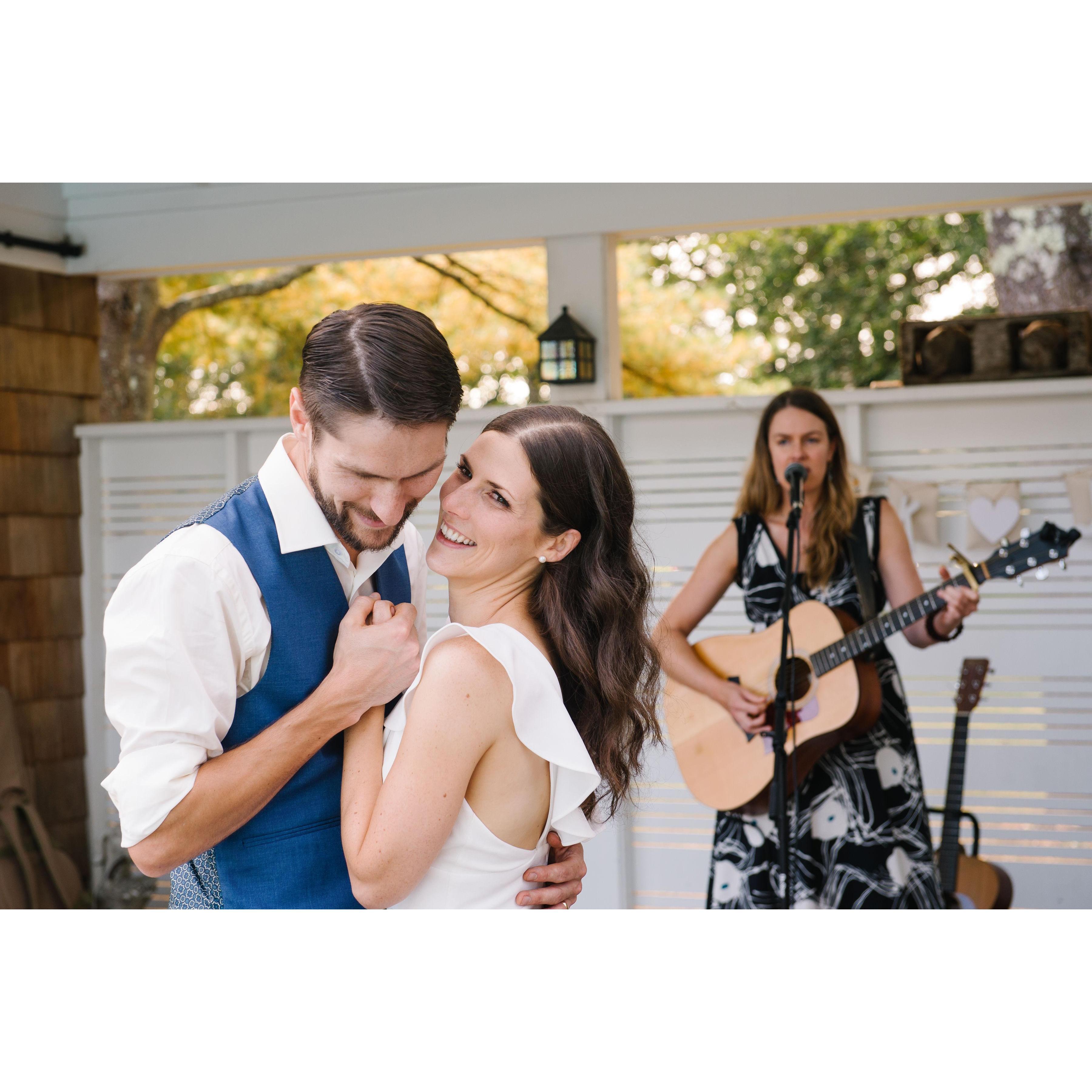 Our friend Tracie Potochnik honored us by performing a specially requested song - "Reflecting Light" by Sam Phillips - for the party. Tracie played this so beautifully and it meant the world to us