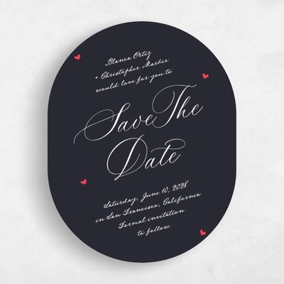 Black Oval Wedding Save the Date - Estate Portrait