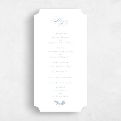 Blue Ticket Wedding Menu - Vienna