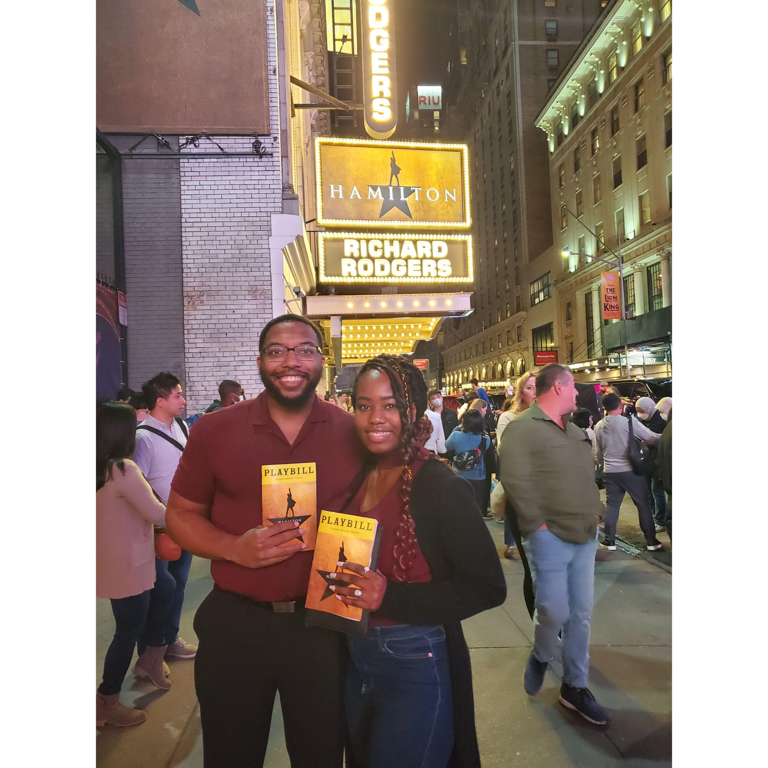 Our first Broadway play together (to which Sophia secretly knows every single word of)