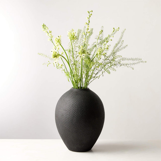 Cusco Textured Black Terracotta Vase Tall
