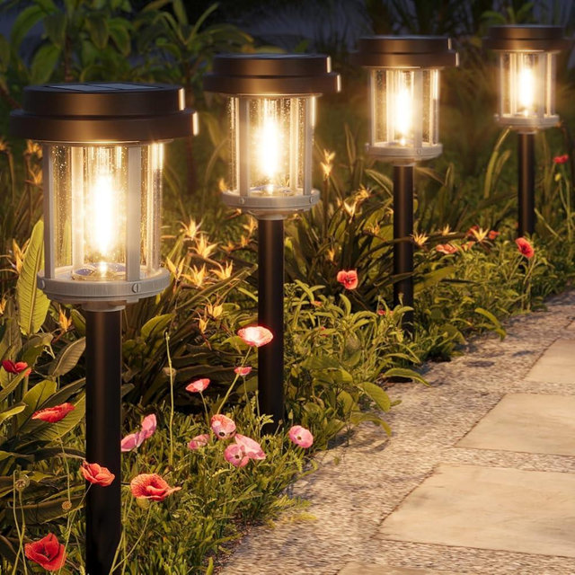 XMCOSY+ Solar Pathway Lights Outdoor, 20 LM Bright Solar Light Outdoor, Waterproof IP65 Seed Glass & Metal Solar Powered Garden Lights, Outside Solar Lights for Yard Lawn Landscape Walkway(Warm White)